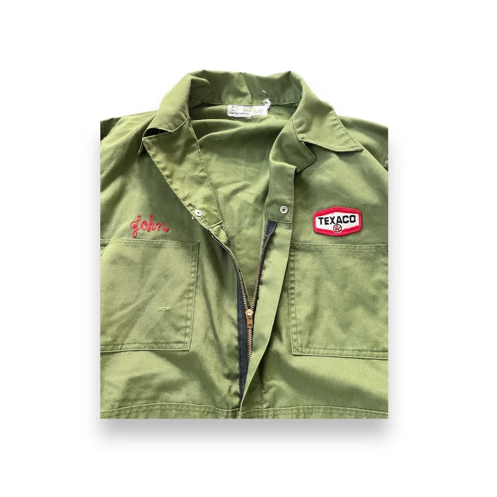 SOLD Vintage 1950s Texaco Oil Gas Station Mechanic Coveralls Chainstitch - Picture 11 of 11
